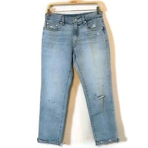 GAP Distressed Mid Rise Girlfriend Jeans Relaxed Fit Women’s size 26 2 small